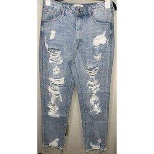 C’est TOI Raw Hem Ankle Distress Light Blue Jeans Women Sz 7 Waist 27